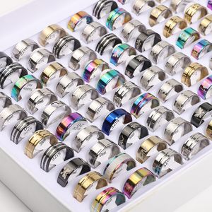 Liquidação anel de aço inoxidável para homens mulheres moda anéis baratos promoção jóias presente Radom cores e tamanho misto venda direta da fábrica baixo preço de atacado