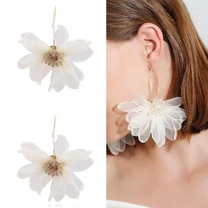 Hoop Earrings Boho Petal Long Drop Big Flower Exaggerated Floral Tassel Statement Beach Jewelry For Women