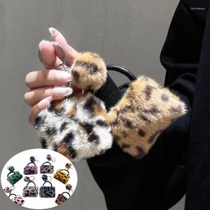 Anahtarlıklar Kore Leopar Peluş Peluş Çanta Kolye Anahtarlık Kadınlar Sevimli Mini Çanta Süsleri Moda Araba Biblo Aksesuarları Anahtar Tutucu Hediyesi