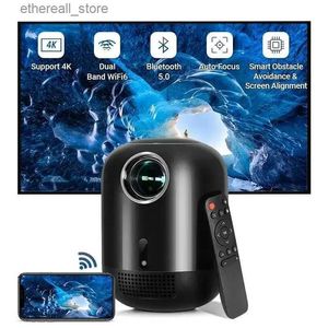 Projektory Smart Android 11 Projector Portable LED Full HD 1080p 4K 9600 Lumens WiFi 6 Auto Focus Projektor wideo do kina domowego Q231128