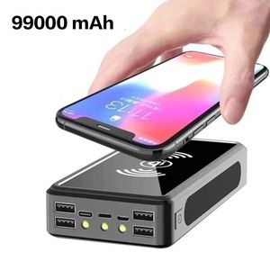 Mobiltelefonfodral Wireles 99000mah Solar Power Bank Capacity Charging PowerBank Externt batteri Fast Charger för Xiaomi iPhone 12 13 231128