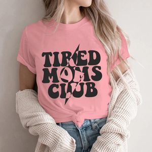 Women's T Shirts Tired Mom Club Printed Shirt Harajuku Hip Hop Funny Tee Women Simple Letter Streetwear Tshirt Tops For Ladies Clothing