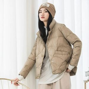 Womens Down Parkas Autumn Outwear Women 90% White Duck Jacket Stand Collar Solid Llight Thin Winterproof Coat Kvinnlig puffer 231127