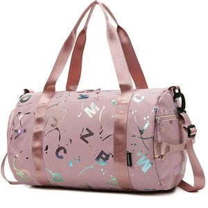 Utomhusväskor Gym Yoga Sport Dance Bag For Girl Boy Graffiti Letters Tryck på Travel Fitness Siwmming Dry Wet Waterproof Crossbody Deffle 231128