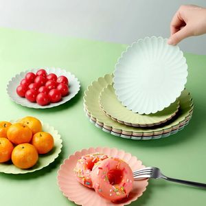 Placas de plástico em forma de flor frutas simples bandeja circular seca mesa de café doméstico armazenamento de doces duros
