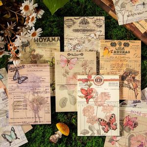 Journamm 50pcs/pack Decor Materials Paper Butterfly Flowers DIY Scrapbooking Junk Journal Collage Stationery Background