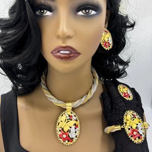Wedding Jewelry Sets African Necklace Earrings Dubai Gold Color Jewelry Set for Women Wedding Bridal Travel Party Bracelet Ring Pendant Jewelry 231127