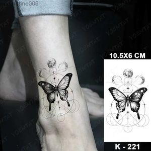 Tattoos Colored Drawing Stickers Waterproof Temporary Tattoo Stickers Black Butterfly Rose Transfer Flash Tatoo Women Sexy Neck Hand Chest Body Art Fake TattoosL2