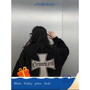 Men's Hoodies Sweatshirts Ch Designer Clothing Hoodie Heart Cro Ch Cross Off Shoulder Sleeve Black Plush Sweater Streetwear Chromes 911