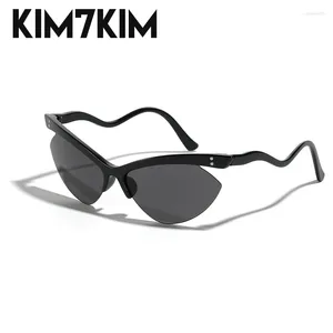 Sonnenbrille Halbrandlos Steampunk Cat Eye Frauen 2023 Trendy Retro Kleiner Rahmen Sonnenbrille für Männer UV400 Y2k Punk Sport Sonnenbrille