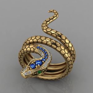 Wedding Rings Huitan Creative Snake Women Ring Gold Color Green Eye Punk Style Hiphop Party Personality Rings Cool Girl Gift Fashion Jewelry 231128