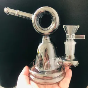 Pequena tigela de gonga de vidro macho de 14 mm com eletroplas de 14 mm com espessura a cachimbo de vidro colorido de tigas de vidro colorido para plataformas de água para plataformas