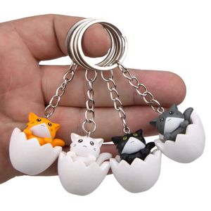 Keychains fofos Little Eggshell Cat Key Ring para homens homens Kawaii Kitten Carys Keychain Binket Bag Pingente Chandenindo Presente Cartoon Acessórios de Jóias de Jóias