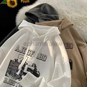 Men's Hoodies Sweatshirts New Hong Kong Style 75 Printed Sweater Hoodies Autumn And Winter Y2K Street Retro Fashion Joker Sweater Coat For Men And Womenzln231128