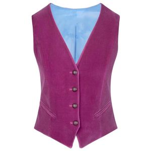 Waistcoats kvinnors skräddarsydda väst fuchsia sammet v hals elegant ol väst en enda bröst 4 knapp formell affärs väst estetiska västar