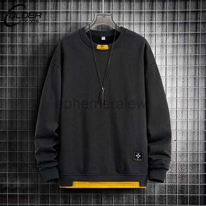 Erkek Hoodies Sweatshirts Erkekler Moda Patchwork Saketleri Açık Spor Hoodie Harajuku Sokak Giyim Üst Gevşek Sahte Sahte 2 Parça Sıradan Sweatshirt Bahar Sonbahar