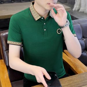Camisetas masculinas designers 2023 verão nova camisa pólo manga curta manga masculina fina de moda de moda colarinho bordado jovem camiseta coreana
