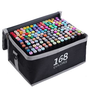 Watercolor 168 Colors Manga Marker Pensセットカラーブラシペンドローイングスケッチアート文房具レタリングマーカー学用品P230427