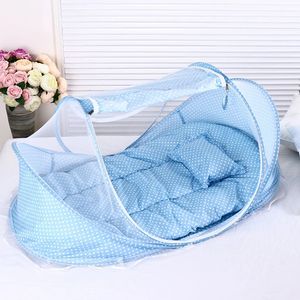Rede de berço cama do bebê dobrável mosquiteiros colchão travesseiro três peças terno para 03 anos crianças y231127
