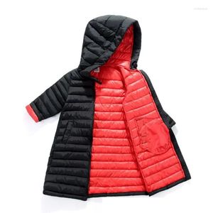 Casaco para baixo jaqueta criança 2-10 para o ano meninas com capuz quente bebê moda crianças parkas outerwear roupas