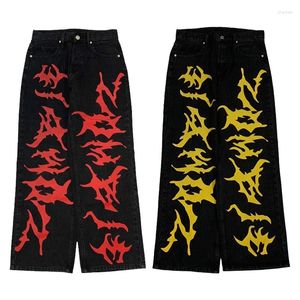 Mäns jeans y2k baggy harajuku vintage män kläder tryck punk amerikansk hip hop män kvinnor streetwear gotiska breda byxor