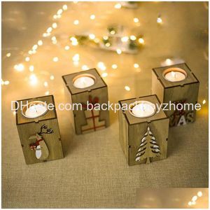 Рождественские украшения деревянное дерево подарочное коробка письма лося свеча свеча