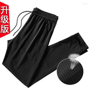 Men's Pants 2023 Summer Ultra-thin Mesh Air-conditioned Loose Straight High Elastic Casual Trousers Quick-drying Sports