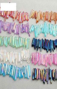50g Titanium Clear Quartz Pendant Natural Raw Crystal Wand Point Rough Reiki Healing Prism Cluster Necklace Charms Craft279L4202238