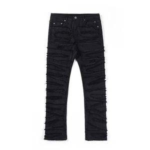 Jeans da uomo Uomo Super Distressed Layer Damaged Wax Black JeansUomo