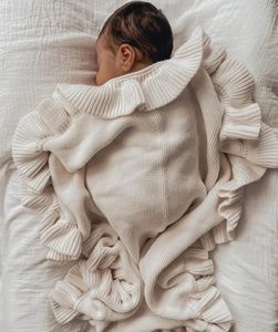 Battaniye kundak örme s kun kungarı sargısı fırfırlı çocuk bebek yatak yorgan doğdu sepet arabası 231127