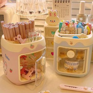 Depolama Şişeleri 1 PC Kawaii Pig Kalem Pot Tutucu Fırçası Konteyner Masası Organizatör Çok Fonksiyonlu Washi Bant Kırtasiye Ofis Malzemeleri