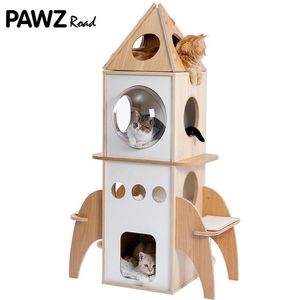 Scratchers Rocket Styling Cat Tree Condo Portaż po wielopoziomowym ręczniku kotów przytulne okonie