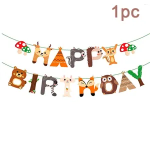 Party Decoration Happy Birthday Banner Animal Jungle Safari levererar barn Woodland Forest Garland Theme