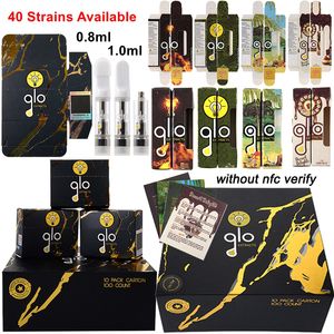 GLO Extracts Vape Cartridges Verpackung 0,8 ml 1 ml Atomizers NFC Verify Edition Ceramic Coil Empty Vapes Pen Cartridge 510 Thick Oil Glass Tank Cart Vaporizer