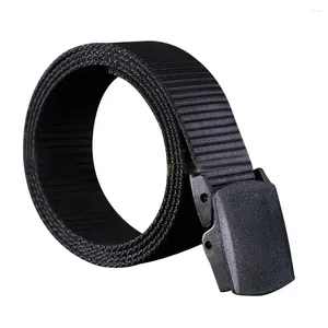 Belts Canvas Web Belt Nylon For Man Style Casual Airport-friendly Automatic Buckle Belt(Black)