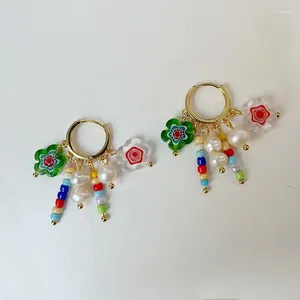 Dingle örhängen färgglad pärlpärl söt droppe vintage smycken för kvinnor