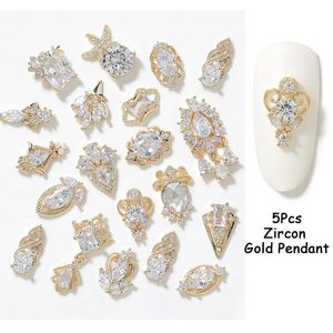 Decorações de arte de unhas 4510pcs Zircon Gold Pendant Luxury Nail Charms 3D Alloy Pearl Metal Manicure Nails Accessorie DIY Nail Japan Decorações Peças 231127