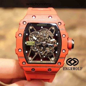 Designer Ri MLies Luxury Watchs Watch R RM35-01 Series Engrwolf Automatic Mechanical Red Carbon Fiber Tape Men