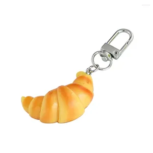 Keychains Simulation Food Model Keychain Croissant Toy Pendant Key Chain for Creative Student Friends Gift Pography Gadget Jewelry