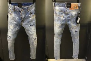 Nya män jeans hål ljusblå mörkgrå Italien varumärke man långa byxor byxor streetwear denim mager smal rak cyklist jean för d2 toppkvalitet 28-38 storlek A2121