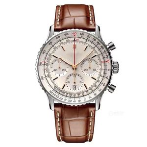 Zegarek na rękę sześć igieł szafirowe szklanki męskie zegarki 45 mm średnica cała wybieranie kwarcowych zegarek navitimer 1884 chronograph zegar stalowy pasek Męska moda