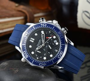 يشاهد الرجال 2024 New Luxury Mens Watch جميع العمل الاتصالات الكوارتز مشاهدة عالي الجودة العلامة التجارية وظائف Cronograph Clock Rubber Belt Mens Gifts Ome- 01