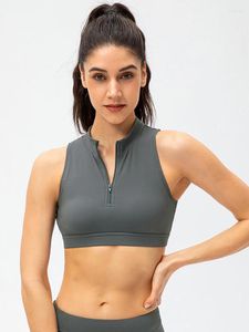 Tanques femininos abertos para trás yoga sutiã com zíper colete de fitness ginásio sportwear correndo topo colheita feminino esportes roupa interior sexy coletes