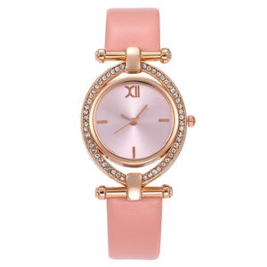 Relógios de punho Moda Creative Female Wrist Watch For Women Pink Leather Diamond Roman Roman Watches Digital