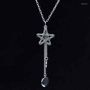 Chains S925 Pure Silver Star Pendant Necklace Color Vintage Accesory Chain Gift Sweater