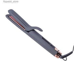 Curling Irons 2-em-1 Turmalina Cerâmica Cinza Flat Iron Alisador de Cabelo Curling Iron Styling Tool Q231128