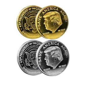 100 Stück Trump 2024 Münze 40 * 40 * 2,5 mm Kunsthandwerk Gedenkhandwerk Save America Again Metallabzeichen Gold und Silber