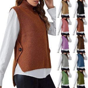 Women's Tanks Ladies' Solid Color Knit Turtleneck Pullover Loose Sleeveless Vest Sleep High Neck Top Slim Fit Women