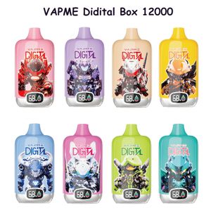 オリジナルのVapmeデジタルボックス12000パフ12k使い捨て吸血吸気850MAHタイプCバッテリーとエジュー型ディスプレイ8フレーバー0％2％5％Eタバコ20フレーバー