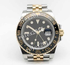 CLEAN Factory gmt masculino 904L 3285 126713 ponteiro de horas ajustável pilha de ponteiros mostrador preto dois tons 18k ouro amarelo preto/cinza moldura de cerâmica automático 40MM GMT relógios de pulso